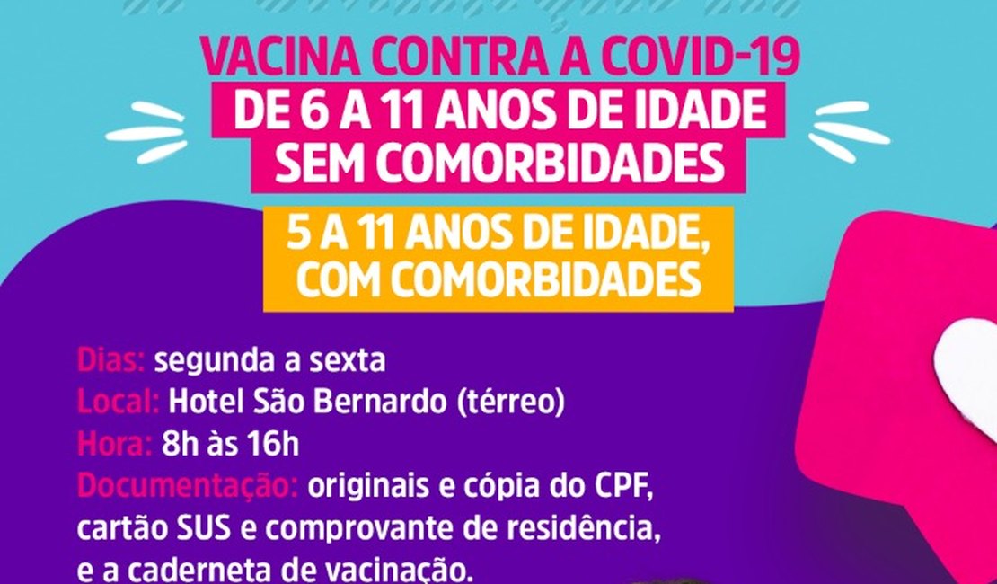 Crianças de 6 a 11 anos sem comorbidades recebem a primeira dose contra covid-19 em Palmeira