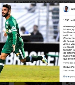 Rui Palmeira lamenta morte de jogador alagoano em acidente de avião na Colômbia