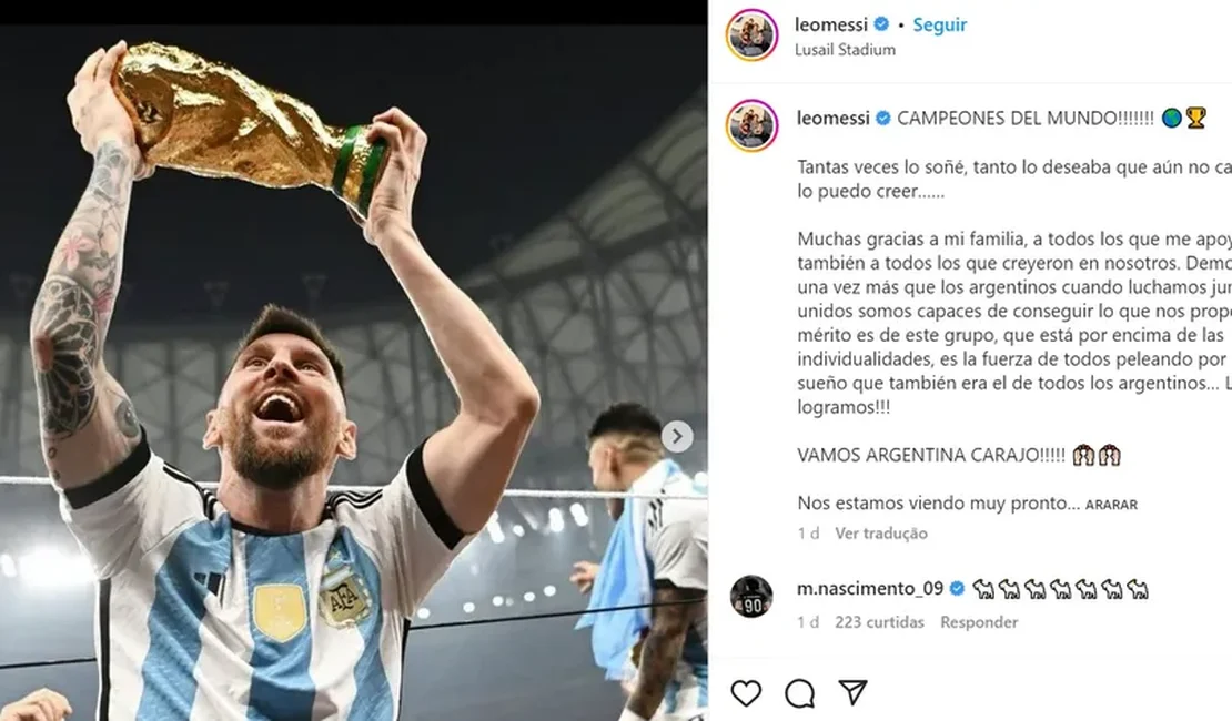 Messi gasta R$ 1 milhão em presentes para campeões da Copa