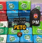 PM da Bahia apreende 36 kg de cocaína; droga estava embalada em plásticos para água de coco  