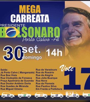 Grupo Pró-Bolsonaro prepara carreata em Porto Calvo no domingo
