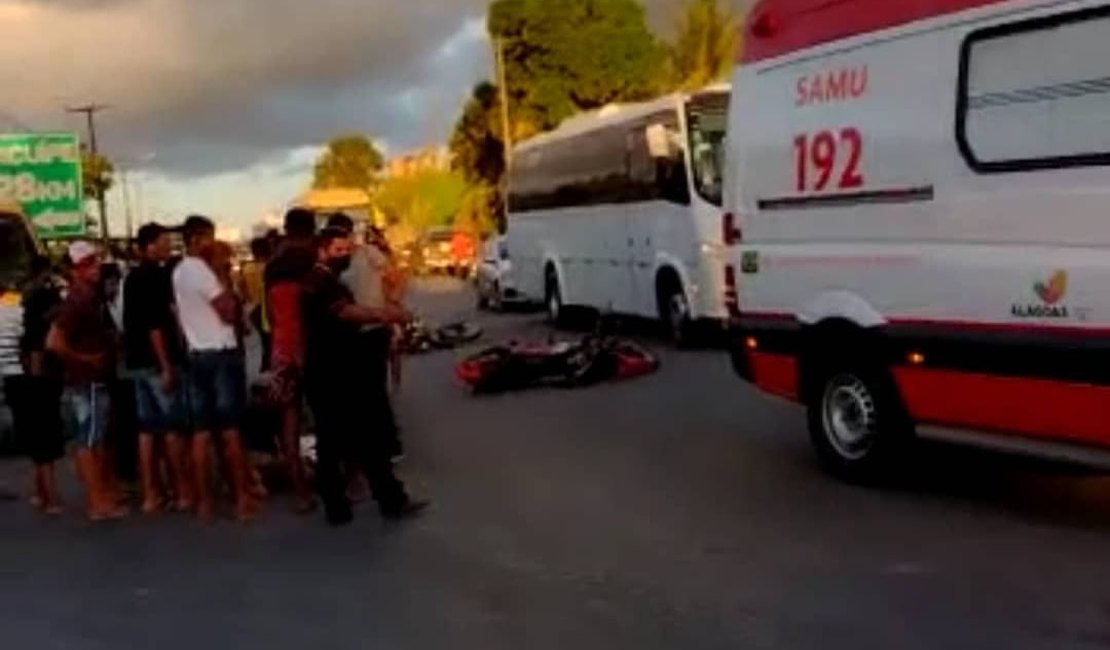 Colisão entre motos deixa feridos em Porto Calvo