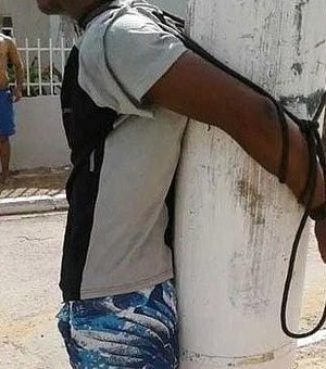 Homem é amarrado em poste por populares após denúncia de tentativa de estupro em Tanque D’Arca