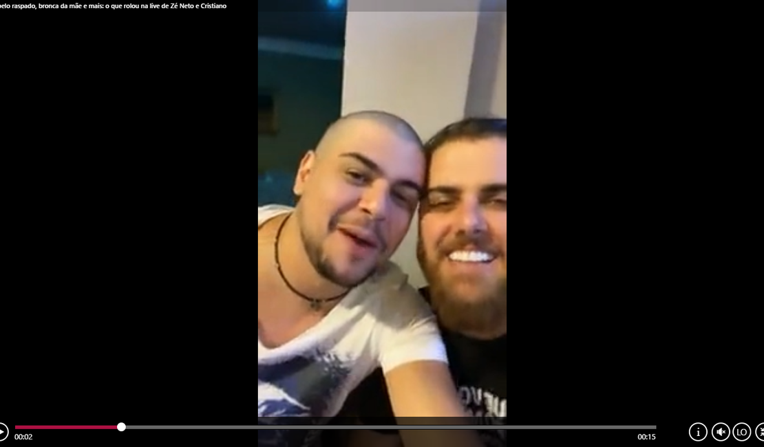 Cabelo raspado, bronca da mãe e mais: o que rolou na live de Zé Neto e Cristiano
