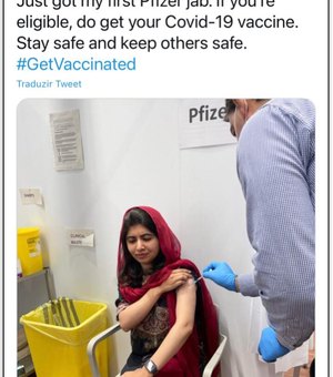 Malala Yousafzai é vacinada contra covid-19 no Reino Unido