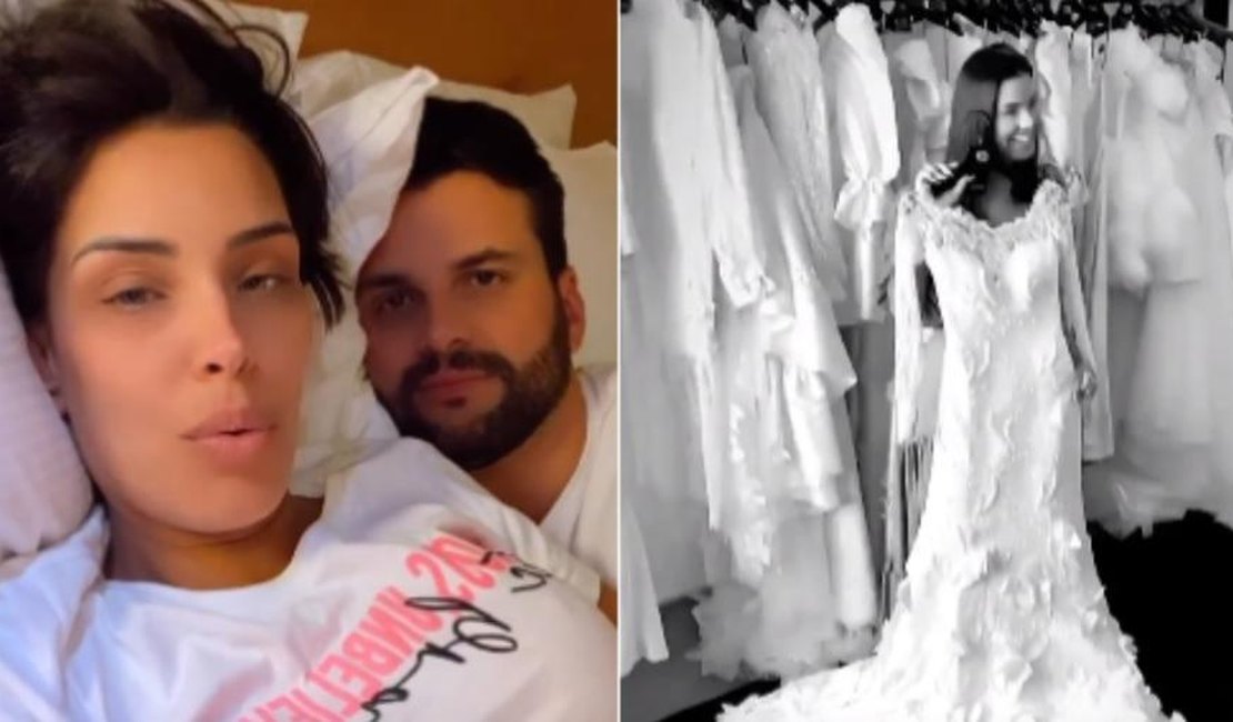 Ex-BBB Ivy Moraes prova vestido de noiva e planeja casamento em Cancún