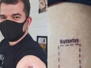 Estudante faz tatuagem para vacinação: 'Butantan, vacine aqui'