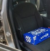 Motorista é multado por improvisar cadeirinha com caixa de cerveja