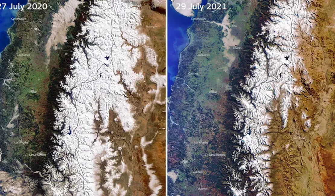 Megaseca nos Andes deixa picos de montanhas sem neve