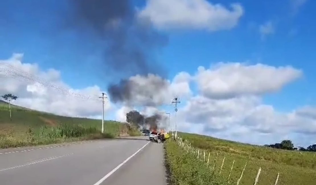 Carro incendia em rodovia de Porto Calvo