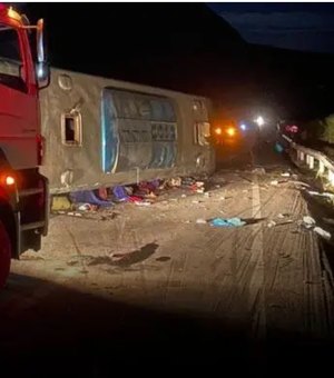 Ônibus supostamente clandestino tomba em Minas Gerais e deixa pelo menos sete mortos