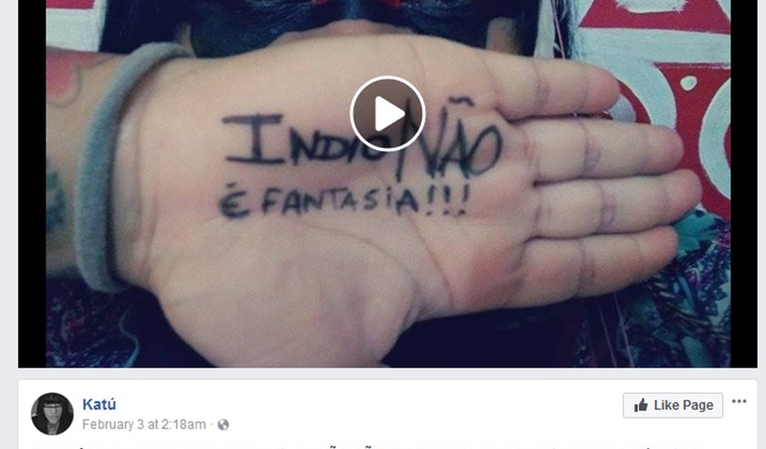 Ativista indígena lança campanha 'ÍndioNãoÉFantasia na internet e gera discussões 
