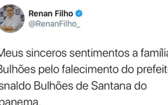 Governador lamenta morte do Prefeito de Santana do Ipanema 
