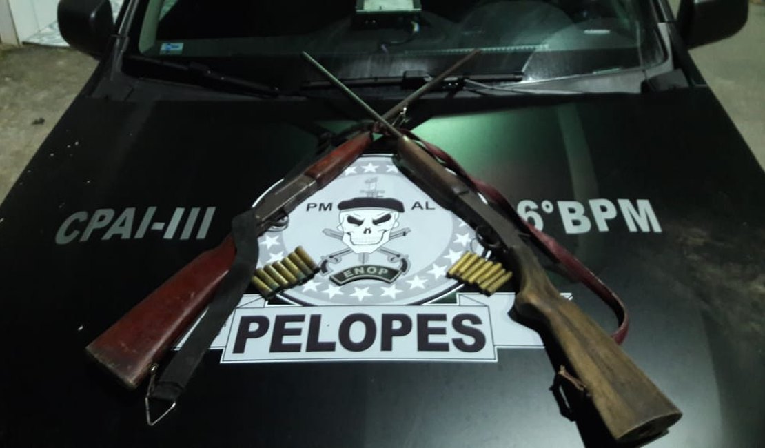 Denúncia resulta em apreensões de espingardas em Porto Calvo