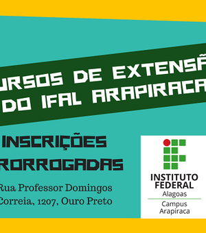 Cursos de Extensão do Ifal Arapiraca: inscrições prorrogadas e abertas para a comunidade
