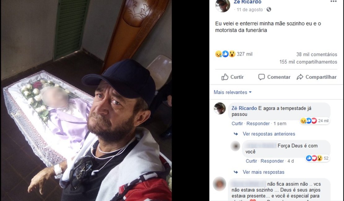 Homem que viralizou na web ao velar a mãe sozinho morre após ter o corpo queimado