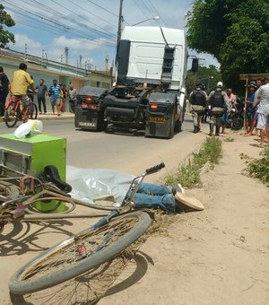 Ciclista tem cabeça esmagada ao ser atropelado por 'cavalinho' de carreta em Arapiraca