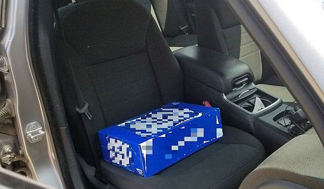 Motorista é multado por improvisar cadeirinha com caixa de cerveja