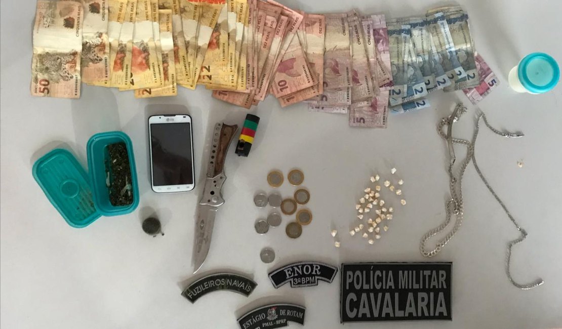 Quarenta pedras de crack e dinheiro são encontrados com mulher em Arapiraca