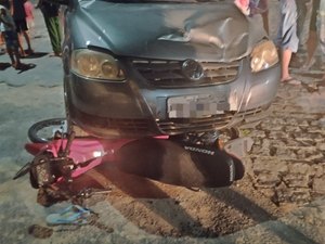 Jovem fica ferido em acidente envolvendo um carro e uma moto em Girau do Ponciano