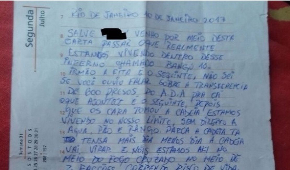 Corintianos presos no RJ contam em carta medo de guerra entre facções