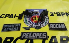 Armas apreendidas com suspeitos de assalto em Arapiraca