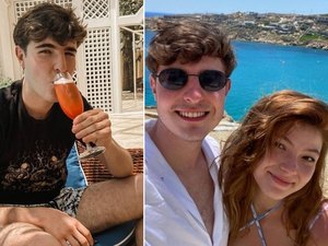 Filho de Gugu curte viagem romântica com namorada na Grécia: 'Com meu amor'