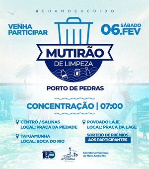 Prefeitura de Porto de Pedras realiza mutirão de limpeza da orla
