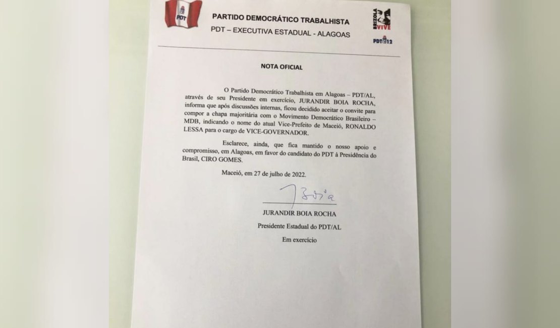 Oficial: Ronaldo Lessa será o vice de Paulo Dantas na chapa majoritária em Alagoas