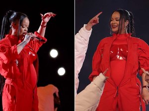 Rihanna revela que está grávida pela segunda vez e mostra a barriga no Super Bowl