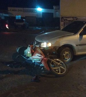 Mais uma colisão entre carro e moto é registrada em cruzamento de Arapiraca