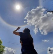 Halo solar no céu do Ceará chama atenção de moradores: 'Um arco-íris ao redor do sol'