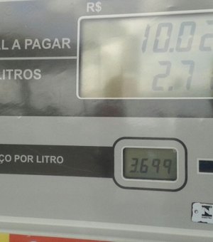 Em Arapiraca litro da gasolina varia entre R$ 3,28 a R$ 3,69