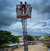 A 40 metros de altura, Corpo de Bombeiros realiza ação musical nesta segunda (6) em Maceió