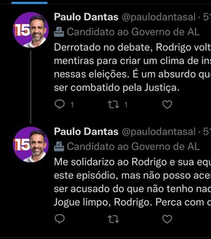 Paulo Dantas diz que é solidário a Rodrigo após confusão em seu comitê