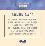 OAB Alagoas suspende realizações de eventos seguindo orientações de prevenção contra o Coronavírus