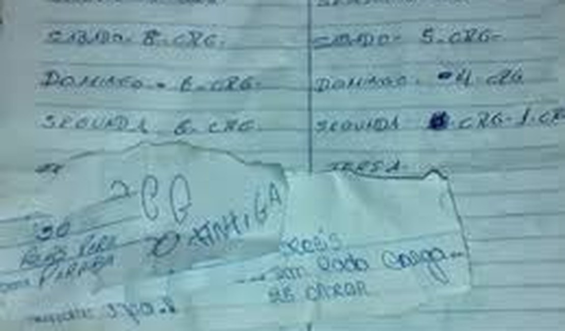 Caderno de anotações do tráfico é apreendido em Arapiraca  