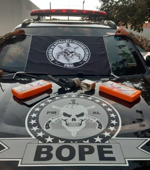 Polícia apreende 2kg de cocaína, revólver e munições em Arapiraca