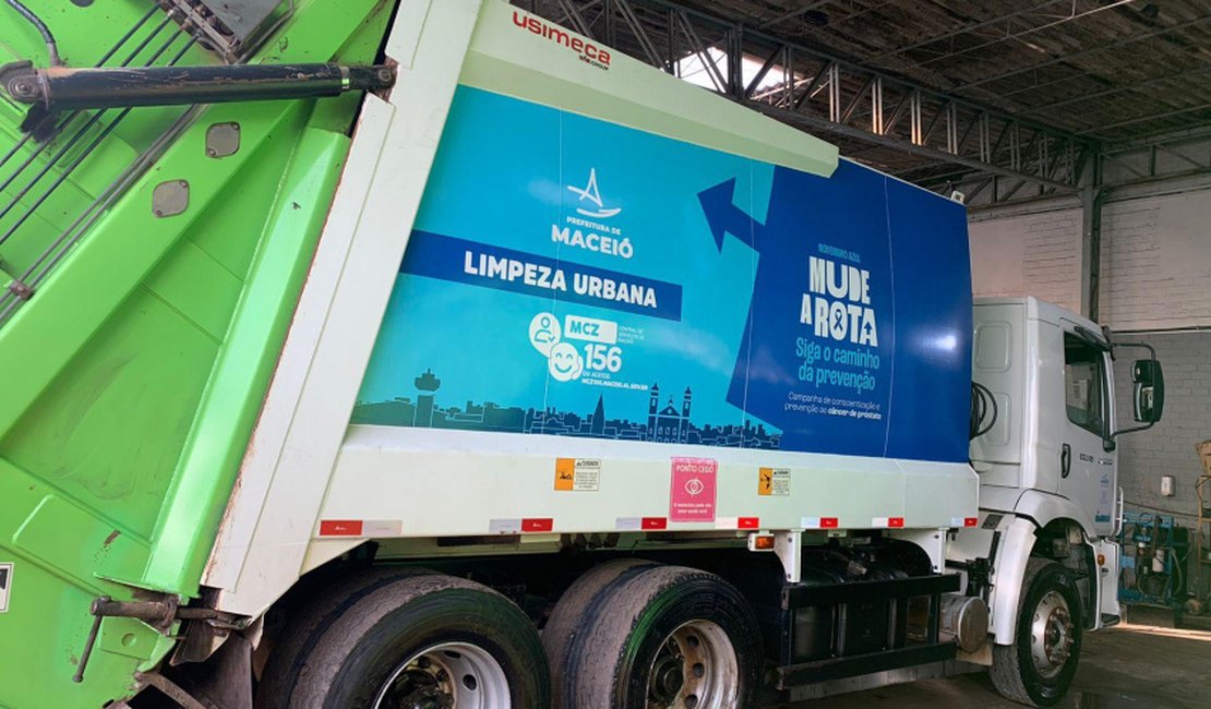 Caminhões coletores da Alurb recebem plotagem em alusão ao Novembro Azul
