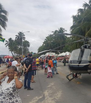 Maio Amarelo: helicópteros da Segurança Pública participam de ação na orla de Maceió