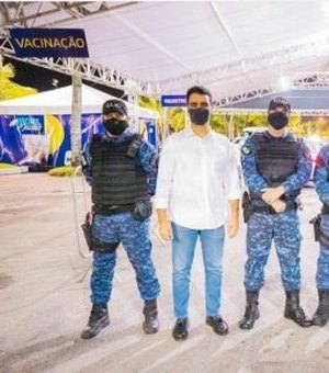 Guardas Municipais fazem a segurança no Corujão da Vacinação
