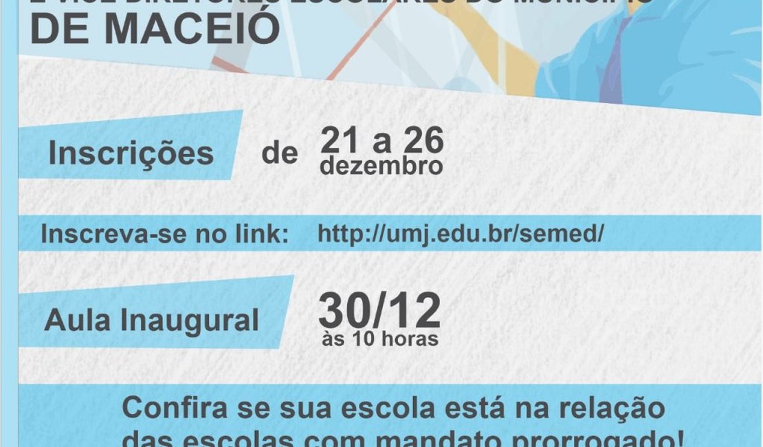 Inscrições de curso para candidatos à direção de escolas começam dia 21