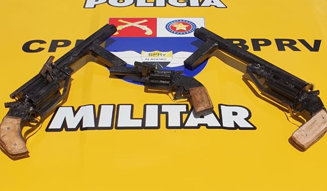 Três armas de fogo são apreendidas durante patrulhamento na cidade de Satuba