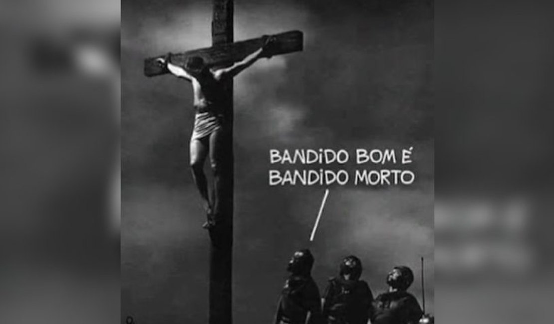 MTST posta imagem de Jesus crucificado com frase sobre bandido