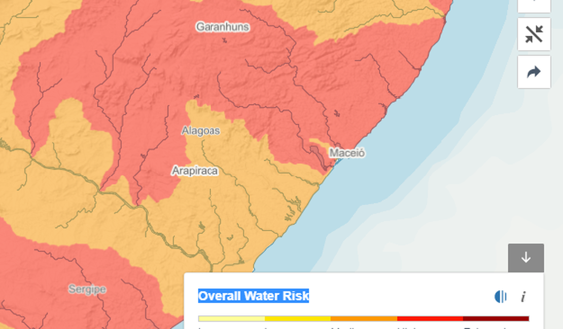 Pesquisa aponta regiões de AL com risco médio de escassez de água