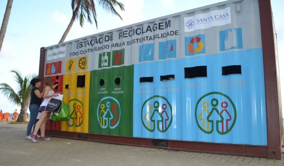 Estações de reciclagem instaladas em Maceió coletaram mais de oito toneladas de materiais em abril