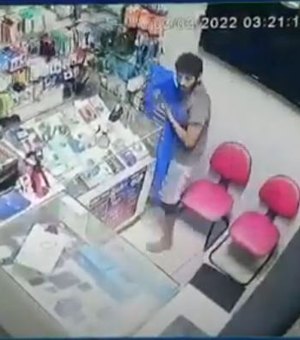 [Vídeo] Furto a loja de eletrônicos em Palmeira é gravado por câmeras de segurança