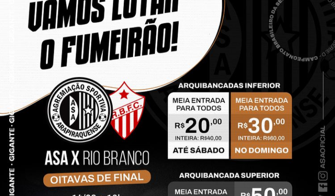 ASA lança promoção de ingressos para decisão contra o Rio Branco