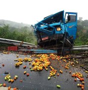 Caminhões colidem e carga de verduras se espalha em trecho da BR-104