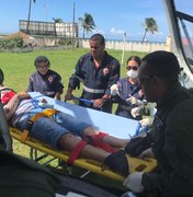 Colisão entre caminhão e moto deixa turista ferido na BR-316, em Satuba